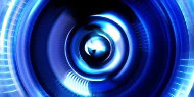 Fotoğraf makinesi konsepti. Soyut arkaplan. Dönen ışık ışınları. Hareketli kavramsal duvar kağıdı. Grafik dijital illüstrasyon. Parlayan neon ışıkları. Parlak sunum tasarım şablonu.