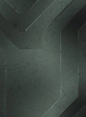 Çukur SciFi panelleri duvar. Üç boyutlu illüstrasyon. Gelecekçi kavramsal tasarım arka planı. Uzay gemisi desenli duvar kağıdı. Fırçalanmış teknoloji desen yüzeyi. 