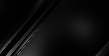 Geometrik katmanlı 3 boyutlu siyah arkaplan. Soyut koyu fütüristik duvar kağıdı. Zarif, parlak çizgili arka plan. Poster, broşür, sunum ve web sitesi için geometrik şablon tasarımı.