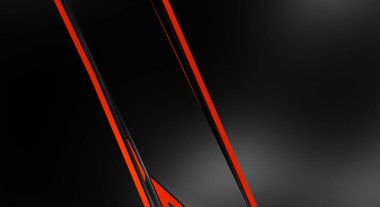 Metin için kopyalama alanı olan soyut siyah paneller. Üç boyutlu illüstrasyon. Renkli ışık özellikli koyu renk tasarım şablonu. Zarif geometrik parlak çizgili arka plan. Minimalist geometrik kapak grafiği.