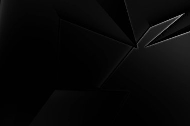 Lüks minimalist tasarım. Fütürist şablon. Karanlık elementleri olan birinci sınıf soyut duvar kâğıdı. Zarif bir zemin. Siyah üç boyutlu geometrik arkaplan. Poster, broşür, sunum için tasarım.