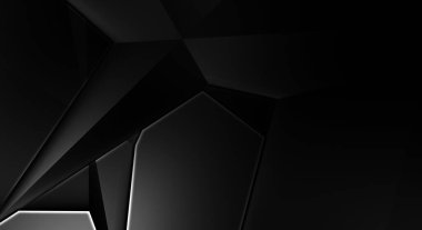 Lüks minimalist tasarım. Fütürist şablon. Karanlık elementleri olan birinci sınıf soyut duvar kâğıdı. Zarif bir zemin. Siyah üç boyutlu geometrik arkaplan. Poster, broşür, sunum için tasarım.