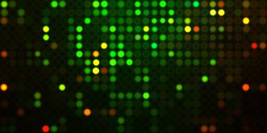 Parlak desenli duvar kağıdı. Sahne ışıkları olan renkli ışıkların ihtişamlı arkaplanı. Parlayan ışıklar siyah arka planda parti izleri. Sahne veya stadyum ışıklarının dijital illüstrasyonu. 