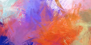 Soyut arkaplanda pürüzlü fırça darbeleri. Fırça boyası. Renkli boya darbeleri. Eşsiz duvar sanatı. Tuvaldeki modern sanat. Renkli çağdaş sanat eserleri.