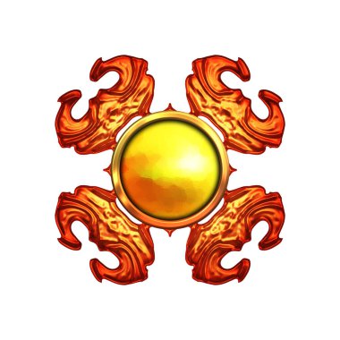 Beyaz arka planda izole bir mücevher. Mücevherli bir fantezi mücevherin 3 boyutlu görüntüsü. Masal elementi. Lüks grafik duvar kağıdı.