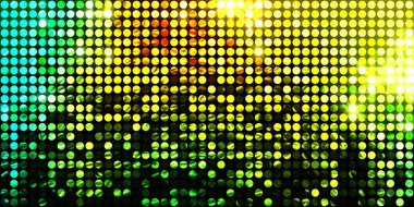 Parlayan ışıklar siyah arka planda parti izleri. Sahne veya stadyum ışıklarının dijital illüstrasyonu. Parlak desenli duvar kağıdı. Sahne ışıkları ile renkli ışıkların ihtişamlı arkaplanı.