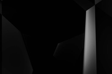 Lüks minimalist tasarım. Fütürist şablon. Karanlık elementleri olan birinci sınıf soyut duvar kâğıdı. Zarif bir zemin. Siyah üç boyutlu geometrik arkaplan. Poster, broşür, sunum için tasarım.