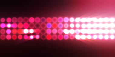 Parlak desenli duvar kağıdı. Sahne ışıkları olan renkli ışıkların ihtişamlı arkaplanı. Parlayan ışıklar siyah arka planda parti izleri. Sahne veya stadyum ışıklarının dijital illüstrasyonu. 