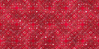 Renkli kumaş arka planında moda tarzında gümüş örgü süsü olan lüks, kusursuz bir şablon. Duvar kağıtları ve tekstil baskısı için tasarım. Lüks, ışıl ışıl metalimsi fantezi dokusu.