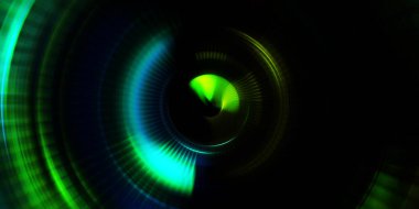 Parlayan neon ışıkları. Parlak sunum tasarım şablonu. Fotoğraf makinesi konsepti. Soyut arkaplan. Dönen ışık ışınları. Hareketli kavramsal duvar kağıdı. Grafik dijital illüstrasyon. 