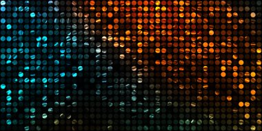 Parlayan ışıklar siyah arka planda parti izleri. Sahne veya stadyum ışıklarının dijital illüstrasyonu. Parlak desenli duvar kağıdı. Sahne ışıkları ile renkli ışıkların ihtişamlı arkaplanı.