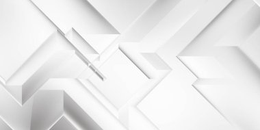 Beyaz 3d geometrik arka plan. Karanlık elementleri olan birinci sınıf soyut duvar kâğıdı. Poster, broşür, sunum ve web sitesi için özel tasarım. Moda lüks minimalist tasarım. Geometrik şablon. 