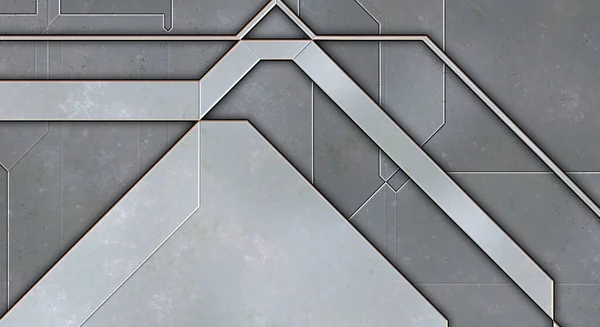 Gelaagde Panelen Futuristisch Abstract Behang Geometrische Technologische Reflecterende Achtergrond Metallic — Stockfoto