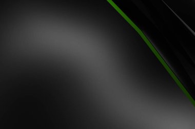 Metin için kopyalama alanı olan soyut siyah paneller. Üç boyutlu illüstrasyon. Renkli ışık özellikli koyu renk tasarım şablonu. Zarif geometrik parlak çizgili arka plan. Minimalist geometrik kapak grafiği.