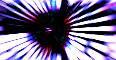 Siyah arkaplanda dönen ışık gösterisi. Lüks çizgiler. Parlak kıvrımlı duvar kağıdı. Uzay tüneli. Dönen ışık çemberi ya da maytap izi. Parlak konsept çizimi.