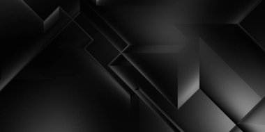 Siyah üç boyutlu geometrik arkaplan. Moda lüks minimalist tasarım. Geometrik şablon. Karanlık elementleri olan birinci sınıf soyut duvar kâğıdı. Poster, broşür, sunum, web sitesi için özel tasarım.