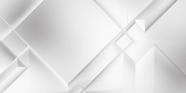 Beyaz 3d geometrik arka plan. Karanlık elementleri olan birinci sınıf soyut duvar kâğıdı. Poster, broşür, sunum ve web sitesi için özel tasarım. Moda lüks minimalist tasarım. Geometrik şablon. 