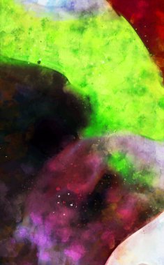 Kova desenli illüstrasyon. Çağdaş ve modern doku. Soyut renk boyama arka planı. Yaratıcı ve sanatsal duvar kağıdı. Fırçalanmış şekilleri ve lekeleri olan sanatsal duvar..