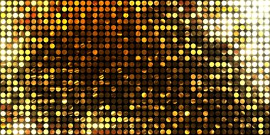 Parlayan ışıklar siyah arka planda parti izleri. Sahne veya stadyum ışıklarının dijital illüstrasyonu. Parlak desenli duvar kağıdı. Sahne ışıkları ile renkli ışıkların ihtişamlı arkaplanı.