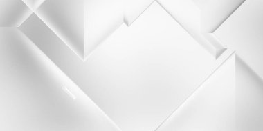 Beyaz 3d geometrik arka plan. Karanlık elementleri olan birinci sınıf soyut duvar kâğıdı. Poster, broşür, sunum ve web sitesi için özel tasarım. Moda lüks minimalist tasarım. Geometrik şablon. 