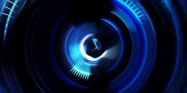 Fotoğraf makinesi konsepti. Soyut arkaplan. Dönen ışık ışınları. Hareketli kavramsal duvar kağıdı. Grafik dijital illüstrasyon. Parlayan neon ışıkları. Parlak sunum tasarım şablonu.