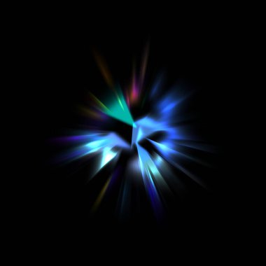 Işık huzmeleri ve parlayan parçacıkların kesiştiği güzel bir zemin. Canlı renkli ışıkların duvar kâğıdı. Parlak ışık görüntüsü.