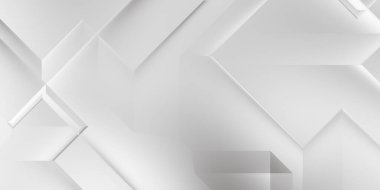 Beyaz 3d geometrik arka plan. Karanlık elementleri olan birinci sınıf soyut duvar kâğıdı. Poster, broşür, sunum ve web sitesi için özel tasarım. Moda lüks minimalist tasarım. Geometrik şablon. 