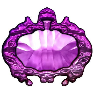 Beyaz arka planda izole bir mücevher. Mücevherli bir fantezi mücevherin 3 boyutlu görüntüsü. Masal elementi. Lüks grafik duvar kağıdı.