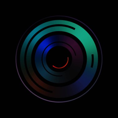 Gelecekçi hud arayüzü elementi. Soyut geometrik arkaplan. Dijital teknolojinin grafiksel çizimi siyah arkaplanda izole edildi..