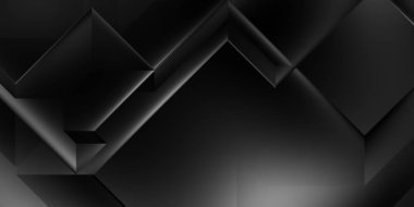 Siyah üç boyutlu geometrik arkaplan. Moda lüks minimalist tasarım. Geometrik şablon. Karanlık elementleri olan birinci sınıf soyut duvar kâğıdı. Poster, broşür, sunum, web sitesi için özel tasarım.