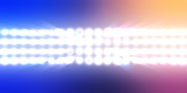 Parlak desenli duvar kağıdı. Sahne ışıkları olan renkli ışıkların ihtişamlı arkaplanı. Parlayan ışıklar siyah arka planda parti izleri. Sahne veya stadyum ışıklarının dijital illüstrasyonu. 