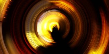 Fotoğraf makinesi konsepti. Soyut arkaplan. Dönen ışık ışınları. Hareketli kavramsal duvar kağıdı. Grafik dijital illüstrasyon. Parlayan neon ışıkları. Parlak sunum tasarım şablonu.