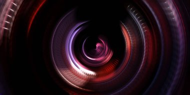 Fotoğraf makinesi konsepti. Soyut arkaplan. Dönen ışık ışınları. Hareketli kavramsal duvar kağıdı. Grafik dijital illüstrasyon. Parlayan neon ışıkları. Parlak sunum tasarım şablonu.