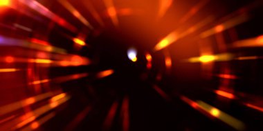 Parlayan ışıkları hareket ettirmenin havalı arka planı. Tasarımınız için canlı renkli bir portal şablonu. Işık ışınları ve hareket halindeki ışıldayan parçacıklar bir solucan deliği şekli oluşturuyor..