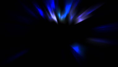 Siyah arkaplanda izole edilmiş dinamik ışık ışınları. Parlayan renkli ışık parçacıklarının grafiksel 2d çizimi.