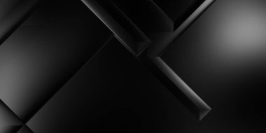 Siyah üç boyutlu geometrik arkaplan. Moda lüks minimalist tasarım. Geometrik şablon. Karanlık elementleri olan birinci sınıf soyut duvar kâğıdı. Poster, broşür, sunum, web sitesi için özel tasarım.
