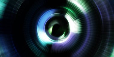 Parlayan neon ışıkları. Parlak sunum tasarım şablonu. Fotoğraf makinesi konsepti. Soyut arkaplan. Dönen ışık ışınları. Hareketli kavramsal duvar kağıdı. Grafik dijital illüstrasyon. 