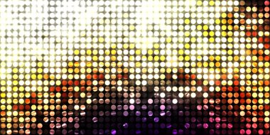 Parlayan ışıklar siyah arka planda parti izleri. Sahne veya stadyum ışıklarının dijital illüstrasyonu. Parlak desenli duvar kağıdı. Sahne ışıkları ile renkli ışıkların ihtişamlı arkaplanı.