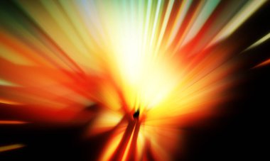 Siyah zemin üzerinde ışık parçacığı izleri. Parlayan parçacıkları ve çizgileri olan ışık patlaması yıldızı. Güzel hareketli soyut ışınlar duvar kağıdı. Renkli Patlama grafiği. Işık ışınlarının patlaması. 