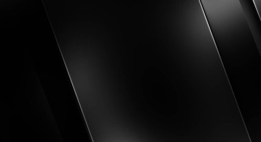 Geometrik katmanlı 3 boyutlu siyah arkaplan. Soyut koyu fütüristik duvar kağıdı. Zarif, parlak çizgili arka plan. Poster, broşür, sunum ve web sitesi için geometrik şablon tasarımı.