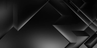 Siyah üç boyutlu geometrik arkaplan. Moda lüks minimalist tasarım. Geometrik şablon. Karanlık elementleri olan birinci sınıf soyut duvar kâğıdı. Poster, broşür, sunum, web sitesi için özel tasarım.