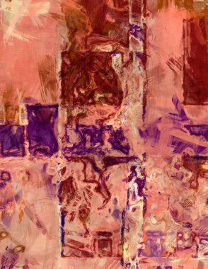 Kaotik resim. Taranmış Boyalı Soyut Arkaplan. Tuval üzerinde etkileyici fırçalanmış resim. Fırça darbesi ile boyanmış. Kaos duvarı sanatı. Sanatsal canlılık ve renkli duvar kağıdı.