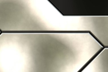 Üç boyutlu metalik doku. Uzay gemisi desenli yüzey. Aydınlık ve karanlık paneller. Fütürist soyut duvar kağıdı. Geometrik teknolojik yansıtıcı arkaplan.