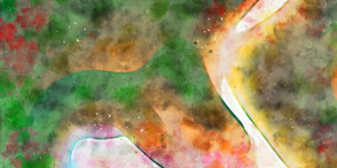 Kova desenli illüstrasyon. Çağdaş ve modern doku. Soyut renk boyama arka planı. Yaratıcı ve sanatsal duvar kağıdı. Fırçalanmış şekilleri ve lekeleri olan sanatsal duvar..