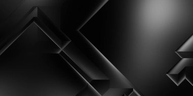 Siyah üç boyutlu geometrik arkaplan. Moda lüks minimalist tasarım. Geometrik şablon. Karanlık elementleri olan birinci sınıf soyut duvar kâğıdı. Poster, broşür, sunum, web sitesi için özel tasarım.