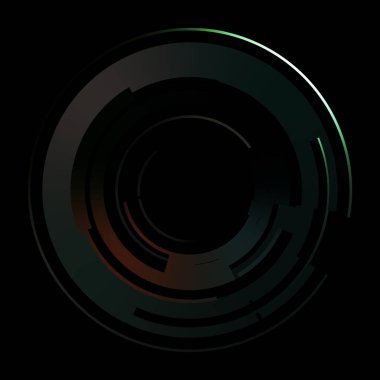 Gelecekçi hud arayüzü elementi. Soyut geometrik arkaplan. Dijital teknolojinin grafiksel çizimi siyah arkaplanda izole edildi..