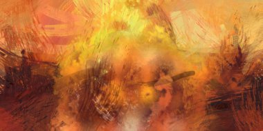 Soyut arkaplanda pürüzlü fırça darbeleri. Fırça boyası. Renkli boya darbeleri. Eşsiz duvar sanatı. Tuvaldeki modern sanat. Renkli çağdaş sanat eserleri.