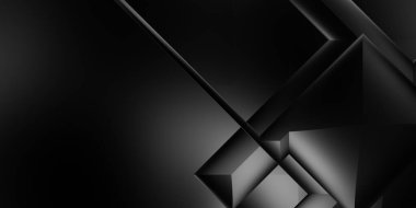 Siyah üç boyutlu geometrik arkaplan. Moda lüks minimalist tasarım. Geometrik şablon. Karanlık elementleri olan birinci sınıf soyut duvar kâğıdı. Poster, broşür, sunum, web sitesi için özel tasarım.
