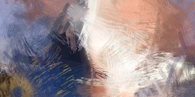 Soyut arkaplanda pürüzlü fırça darbeleri. Fırça boyası. Renkli boya darbeleri. Eşsiz duvar sanatı. Tuvaldeki modern sanat. Renkli çağdaş sanat eserleri.