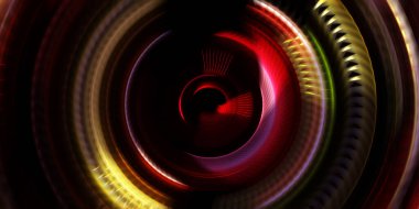 Fotoğraf makinesi konsepti. Soyut arkaplan. Dönen ışık ışınları. Hareketli kavramsal duvar kağıdı. Grafik dijital illüstrasyon. Parlayan neon ışıkları. Parlak sunum tasarım şablonu.